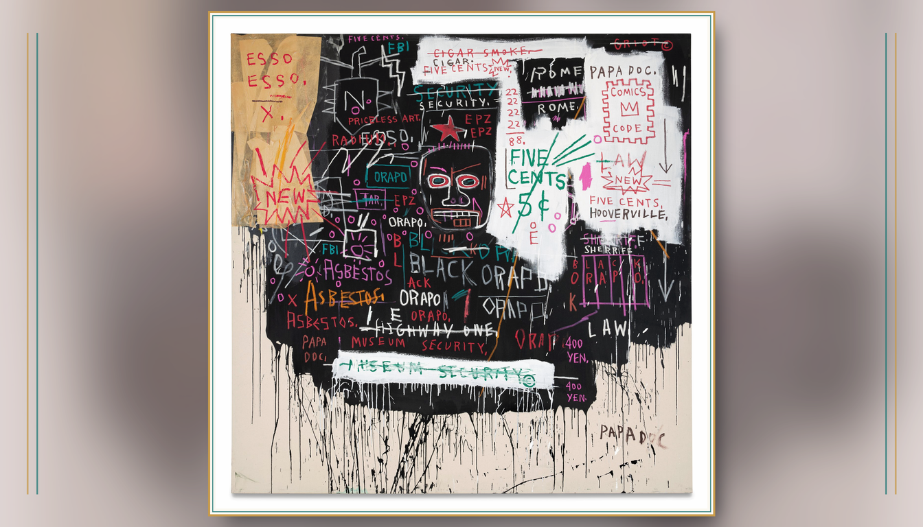Pricing Culture Studio illustration of Jean-Michel Basquiat's Museum Security (Broadway Meltdown).